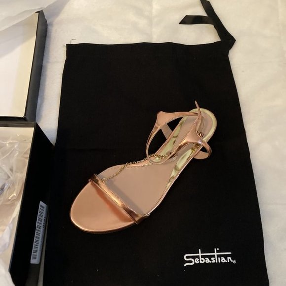 Rose gold luxury Italian leather sandals, Euro size 39, US size 7.5 - 8.5, LIKE - Picture 5 of 7